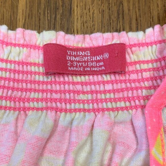 YOUNG DIMENSION Lemons Romper Girls 2-3 2T 3T Neon Pink Summer Playsuit Toddler - Picture 6 of 6